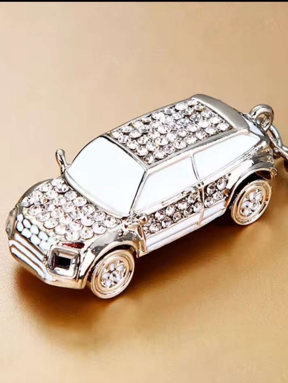 Silver Rhinestone Mini Suv Bag Charm/Keychain.